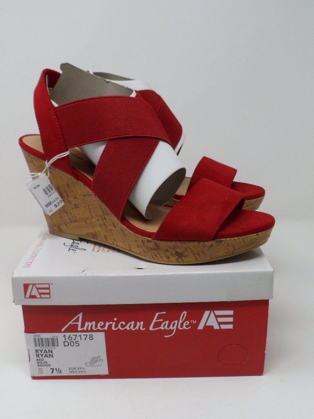 Ladies American Eagle Red Wedges Size 7 & 1/2